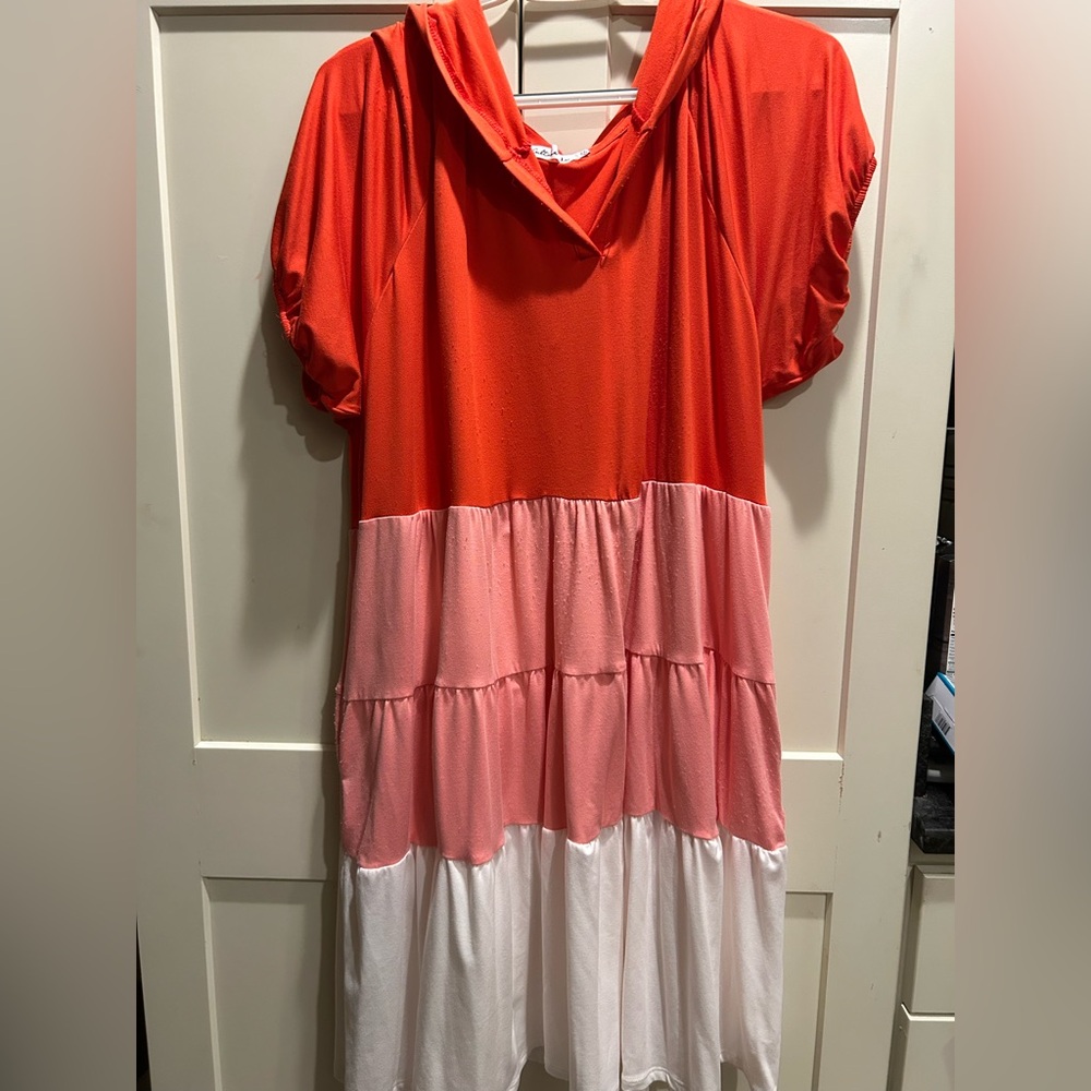 Color Block Dress in Red, Pink, and White - Culture Code 2x